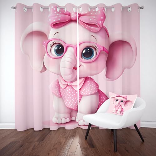 Tyafsgvqo Niedlich Elefant Vorhang mit Ösen 2er Set, Süß Tiermotiv Gardinen Wohnzimmer 245x70 cm, Kinder Karikatur Tier Verdunkelungsvorhange Blickdicht Thermo Kälteschutz Drapes Schlafzimmer Tyafsgvqo Niedlich Elefant Vorhang mit Ösen 2er Set, Süß Tiermotiv Gardinen Wohnzimmer 245x70 cm, Kinder Karikatur Tier Verdunkelungsvorhange Blickdicht Thermo Kälteschutz Drapes Schlafzimmer von Tyafsgvqo