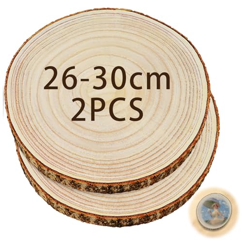 Tyafzzn 2 Stücke Holz Log Scheiben, 26-30 cm Baumscheiben Tischdeko, Unvollendete Runde Naturholz Baumscheiben Ohne Loch Ca.25mm für Diy Basteln Hochzeit Weihnachten Dekoration Baumscheibe Tyafzzn 2 Stücke Holz Log Scheiben, 26-30 cm Baumscheiben Tischdeko, Unvollendete Runde Naturholz Baumscheiben Ohne Loch Ca.25mm für Diy Basteln Hochzeit Weihnachten Dekoration Baumscheibe von Tyafzzn