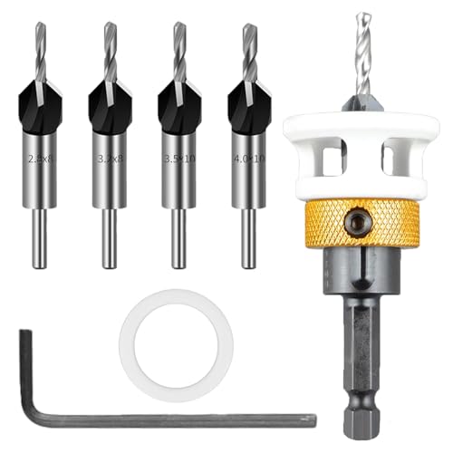 Tyafzzn 6 Tlg Kegelsenker-Bohrer-Set, Bohrsenker Klingendurchmesser 8 mm, Bohrsenker mit Tiefenanschlag, Vorbohrer mit Senkerb, Präzise Bohrungen, für Holzverarbeitung Tyafzzn 6 Tlg Kegelsenker-Bohrer-Set, Bohrsenker Klingendurchmesser 8 mm, Bohrsenker mit Tiefenanschlag, Vorbohrer mit Senkerb, Präzise Bohrungen, für Holzverarbeitung von Tyafzzn