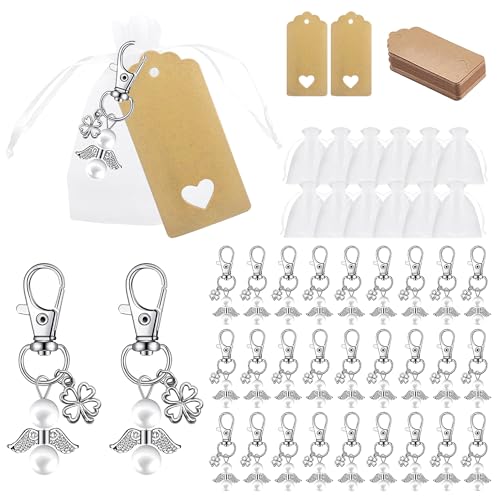 Tyanlenr 30 Stück Schutzengel Schlüsselanhänger mit Kraftpapier Anhänger und Organza Beutel, Schutzengel Anhänger Taufe, Schlüsselanhänger Engel Set für Kommunion, Weihnachten, Hochzeit Tyanlenr 30 Stück Schutzengel Schlüsselanhänger mit Kraftpapier Anhänger und Organza Beutel, Schutzengel Anhänger Taufe, Schlüsselanhänger Engel Set für Kommunion, Weihnachten, Hochzeit von Tyanlenr