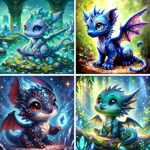 Tyanlenr 4er Set Diamond Painting Tiere 30x30 CM, 5D Tiere Diamond Painting für Kinder Erwachsene, DIY Vollbohrer Diamant Malerei Tiere 4 Sets, Diamant Painting Bilder Tiere für Wanddekoration von Tyanlenr