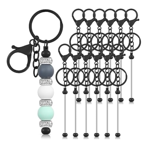 Tyatocepy 12 Stück Perlen-Schlüsselanhänger, Leere Schlüsselanhänger, Schmuck, Bastelarbeiten für Schlüsselanhänger, DIY-Projekte, Anhänger von Tyatocepy
