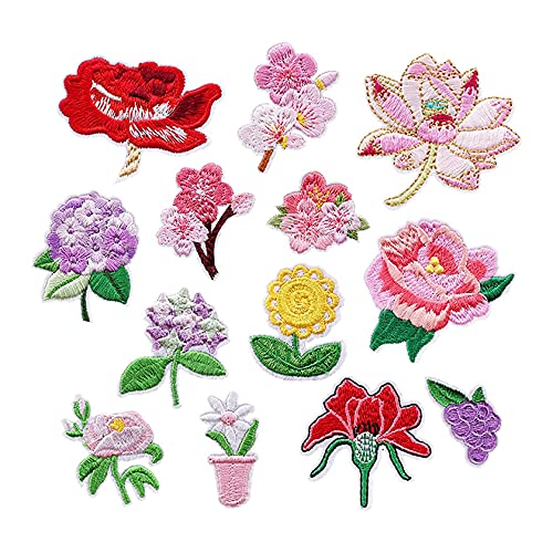 Tyatocepy 13-teiliges Bügelbild zum Aufbügeln, selbstklebend, Blumen-Applikation, zum Aufnähen von Tyatocepy