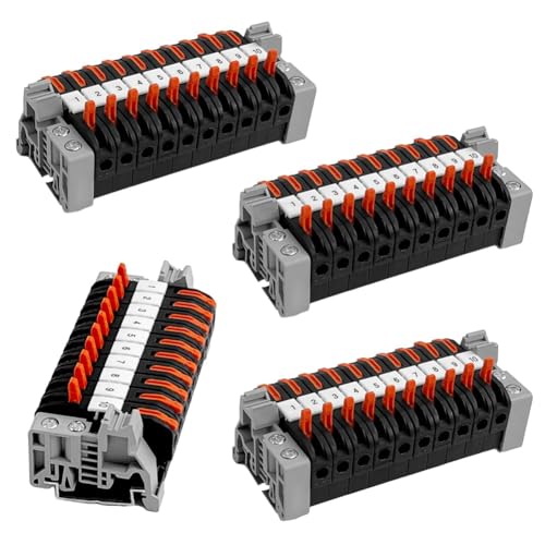 Tyatocepy Packung mit 40 Klemmen auf DIN-Schiene, Klemmen auf DIN-Schiene -211, 0,08-4 m², schwarzes Klemmenblock-Set, langlebig, einfache Installation, einfach zu bedienen von Tyatocepy
