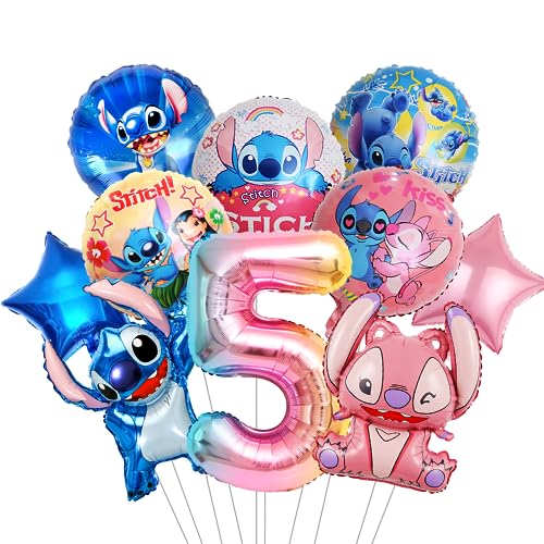 2023 Kindergeburtstag Deko Luftballons 5 Jahre, Blau und Rosa Ballons Geburtstags 5 Jahre, Themed Party Supplies Folienballon für Junge Mädchen zum 5. Geburtstag Party Deko von Tydeus