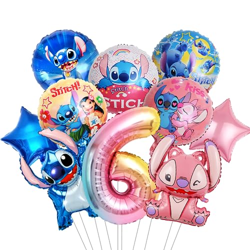 Kindergeburtstag Deko Luftballons 6 Jahre, Blau und Rosa Ballons Geburtstags 6 Jahre, Themed Party Supplies Folienballon für Junge Mädchen zum 6. Geburtstag Party Deko von Tydeus