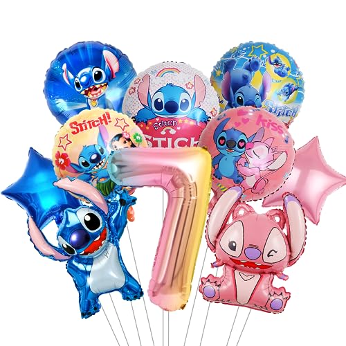 Kindergeburtstag Deko Luftballons 7 Jahre, Blau und Rosa Ballons Geburtstags 7 Jahre, Themed Party Supplies Folienballon für Junge Mädchen zum 7. Geburtstag Party Deko von Tydeus