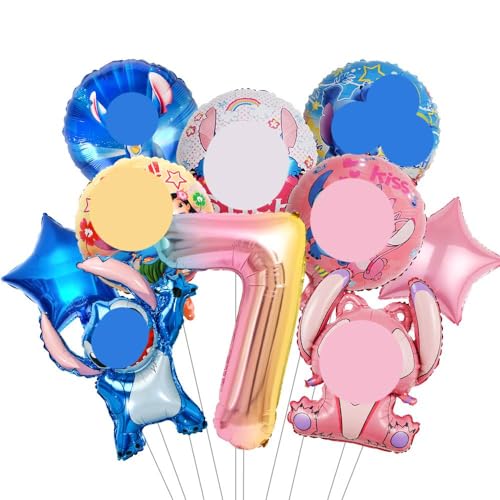 Kindergeburtstag Deko Luftballons 7 Jahre, Blau und Rosa Ballons Geburtstags 7 Jahre, Themed Party Supplies Folienballon für Junge Mädchen zum 7. Geburtstag Party Deko von Tydeus