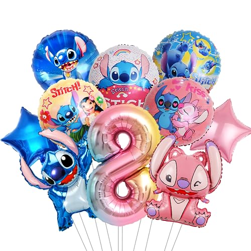2023 Kindergeburtstag Deko Luftballons 8 Jahre, Blau und Rosa Ballons Geburtstags 8 Jahre, Themed Party Supplies Folienballon für Junge Mädchen zum 8. Geburtstag Party Deko von Tydeus