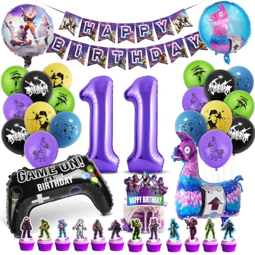 Deko Geburtstag Junge 11 Jahre, Luftballon 11. Geburtstag Gaming Party, Zahl 11 Folienballon Violett Schwarz, Luftballons Girlanden Geburtstag Banner Set für Kindergeburtstag Party Dekoration Deko Geburtstag Junge 11 Jahre, Luftballon 11. Geburtstag Gaming Party, Zahl 11 Folienballon Violett Schwarz, Luftballons Girlanden Geburtstag Banner Set für Kindergeburtstag Party Dekoration von Tydeus