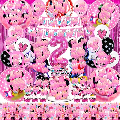 Geburtstagsdeko 2. Rosa Party Supplies,Rosa Luftballons 2 Jahr+Happy Birthday Deko Banner +Cake Topper mit Tischdecke+Folie Fransen Vorhänge für Mädchen Geburtstag Party Deko Geburtstagsdeko 2. Rosa Party Supplies,Rosa Luftballons 2 Jahr+Happy Birthday Deko Banner +Cake Topper mit Tischdecke+Folie Fransen Vorhänge für Mädchen Geburtstag Party Deko von Tydeus