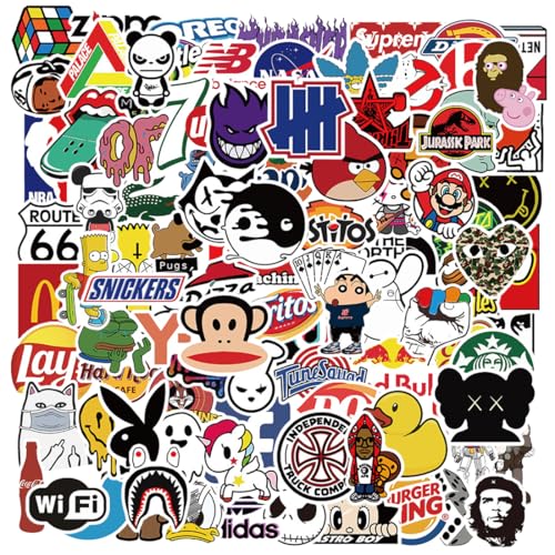 Graffiti Style Aufkleber Deko,100 Stück Wasserdicht Cartoon Sticker,Cartoon Decals Vinylaufkleber,für Skateboard Koffer Helm Motorrad Auto Fahrrad Computer, Geschenk für Jugendliche Erwachsene von Tydeus