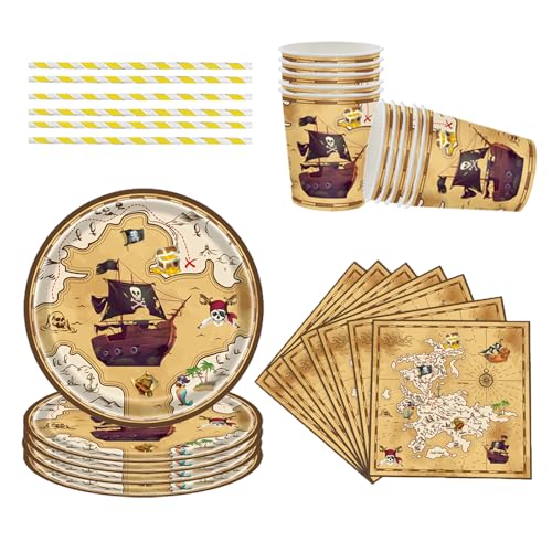 Piraten Partygeschirr Set,Das Set enthält 16 Teller,16 Papierstrohhalme,16 Pappbecher und 16 Servietten Themenparty-Dekoration for Party,Birthday Mehrfarbig Piraten Partygeschirr Set,Das Set enthält 16 Teller,16 Papierstrohhalme,16 Pappbecher und 16 Servietten Themenparty-Dekoration for Party,Birthday Mehrfarbig von Tydeus