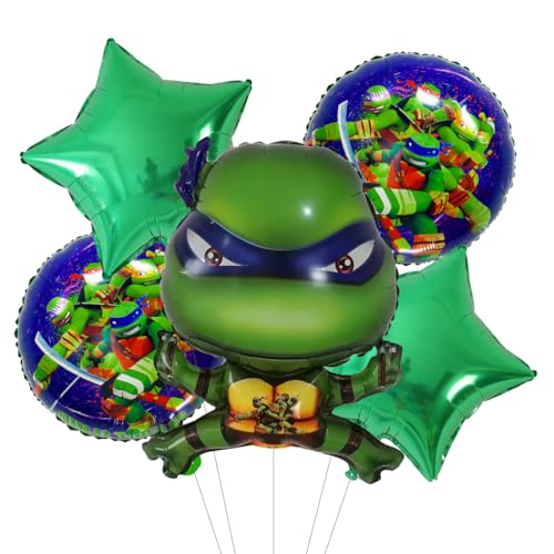 Schildkröte Aluminium Luftballons,Grün Ballons Geburtstag Deko,5 Stück Folienballon für Junge Geburtstagdeko für Kindergeburtstagsfeier,Hauptdekoration,Themenpartys von Tydeus