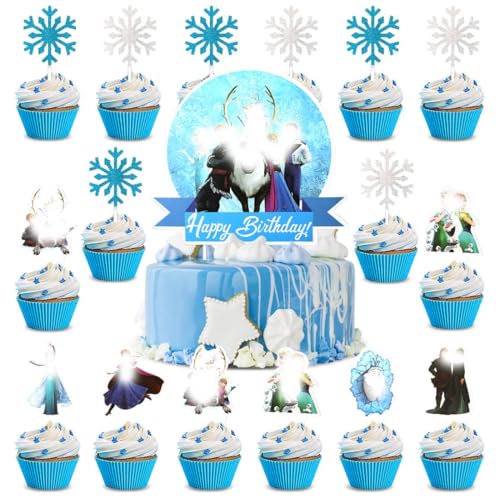 Tortendeko,Kuchen Deko Blaue,45 Stück Cake Topper für Geburtstag Dekorationen Mädchen Junge mit Happy Birthday Acryl Tortenaufleger von Tydeus