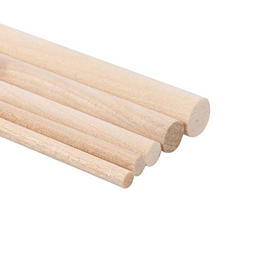 10 Stück Holzdübelstangen für Bastelholzstäbchen Unvollendete Naturholz Basteldübelstangen 5 Größen(8MM*30CM) von Tyenaza