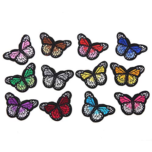 12pcs/Set Schmetterling Eisen auf Patches Gestickte Applikationen Reparatur Patch DIY Dekoration von Tyenaza