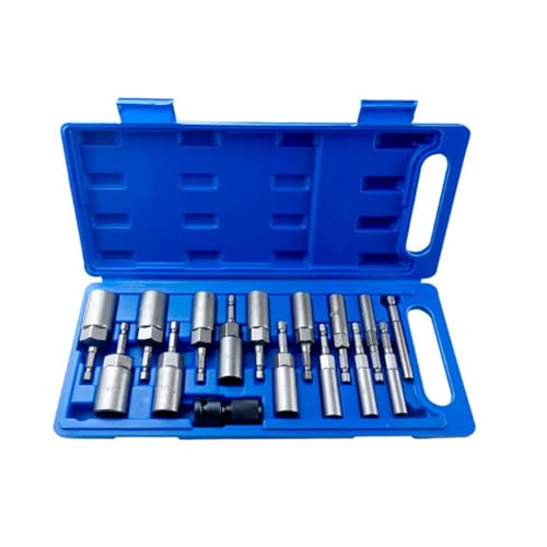 16pcs hex Shank vertiefte Buchseelenschlüsselmutter, Fahrerscheibe -Bohrmaschinen -Werkzeuge 5,5 mm ~ 19 mm und Teleskopbuchse (16 Pcs) von Tyenaza