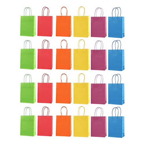 24 Stück Farbige Papiertüten, Partygeschenktüten, Bastel-Einkaufstüten, Tragbare Verpackung, Geschenktüten-Zubehör Für Shopping-Geburtstagsfeiern (12 X 16 X 6 cm) von Tyenaza