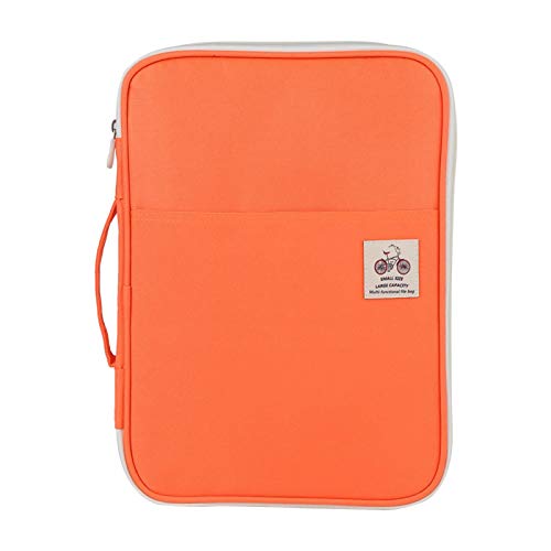 5 Farben A4 Dokumententasche Wasserdichte Aktenmappe für Computer Notebook Reißverschlusstasche Journale Reise Schule Büro(Orange) von Tyenaza