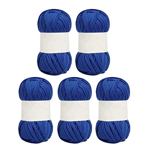5 Stück Spaghetti-Garn, 1,2 Zoll Breit, Weiche, Hautfreundliche Baumwolle, Leuchtende Farben, Teppichgarn Zum Häkeln, Stricken, Heimwerken(tiefes Königsblau) von Tyenaza