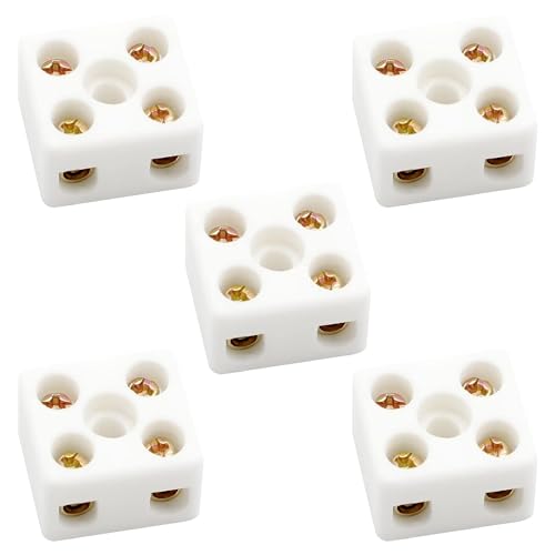 Lüsterklemme Keramik, Keramik Klemme, 5 Stücke, Keramik Lüsterklemme, Keramik-Klemmenblock, 2-Wege-Keramik-Klemmenblöcke, 10A 250V Hochtemperatur-Porzellan-Keramik-Verbinder für Elektrische Kabel von Tyenaza