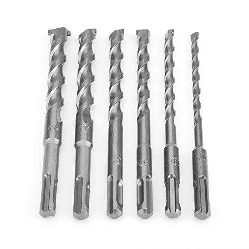 6 Stück SDS Plus Bohrer Set, Betonbohrer 160mm Lang 6/8/10/12/14/16mm Hammerbohrer Set Steinbohrer Werkzeuge zum Bohren von Beton, Stein, Holz, Ziegel, Fliesen 6 Stück SDS Plus Bohrer Set, Betonbohrer 160mm Lang 6/8/10/12/14/16mm Hammerbohrer Set Steinbohrer Werkzeuge zum Bohren von Beton, Stein, Holz, Ziegel, Fliesen von Tyenaza