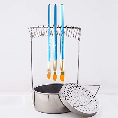 Edelstahl Pinselreiniger, Tragbare Pinselwascher Künstler Pinselwascher, Gerader Waschfasshalter mit Reinigungstank, Griff und Filtersieb für Ölmalerei und Aquarell Edelstahl Pinselreiniger, Tragbare Pinselwascher Künstler Pinselwascher, Gerader Waschfasshalter mit Reinigungstank, Griff und Filtersieb für Ölmalerei und Aquarell von Tyenaza