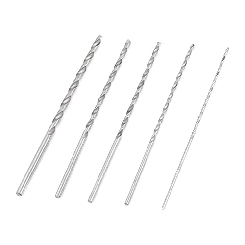 Extra Langer Spiralbohrer Set, 5 Stück HSS Bohrer Set Durchmesser 2/3/3,5/4/5mm Langer 160mm Hochgeschwindigkeitsstahlbohrer Satz Stellte Gerade Schaft von Tyenaza