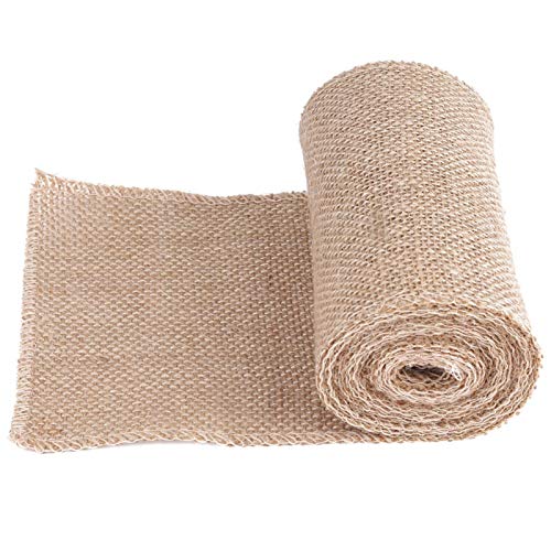 Tyenaza Jute Ribbon Juteband 15cm Breit Rupfen Stoff Jutestoff Zum Basteln Tischband Jutterollen, 3M Dekorative Jute Hessischer Stoff für die Herstellung von Weihnachtsfeier Ornamenten (15cm) von Tyenaza