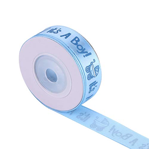 Geschenkband Blau, Satinband mit Aufschrift IT is A Boy/Girl, 9 m/Rolle, Blau/Rosa, Babyparty Taufe Party Favor Geschenk Fleckband10 Yards/Rolle(Blau) von Tyenaza