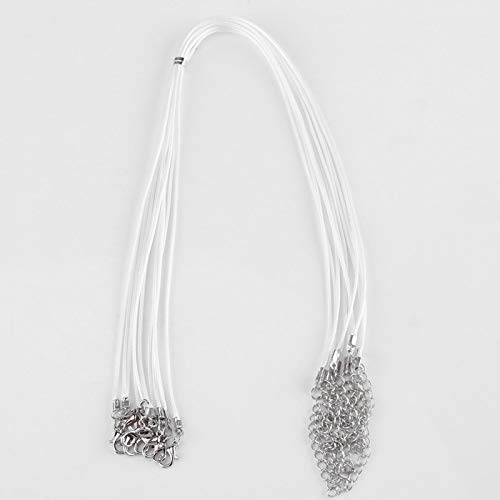 Tyenaza 10 STÜCKE gewachste Baumwoll-Halskettenkordel, Halskette Wachsseil mit Verschluss, Wachsseil-Halskettenkordel für DIY Schmuckherstellung(Weiß) von Tyenaza