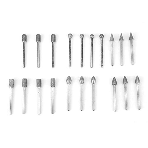 Tyenaza 20-teiliges Korund-Diamant-Schleif- und Polierbohrer-Polierscheiben-Set, Entgraten kleiner Flächen, Schleifen von Jadestein und harten Gegenständen von Tyenaza