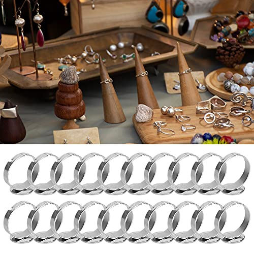 Tyenaza 20pcs 12 mm Flachringbasis, verstellbare Edelstahl -Halbfined DIY -Schmuckzubehör, zum Kleben von Knöpfen, Perlen von Tyenaza