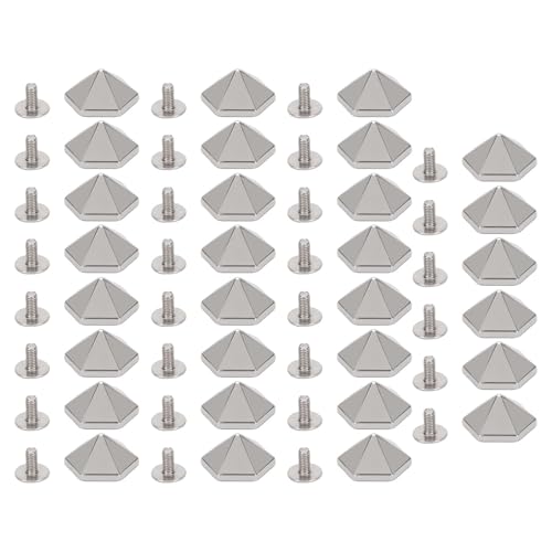 Tyenaza 30 SEX Sechsspitze Nieten, 15 mm Zinklegierung 6mm Kreuzungsschraube Rivet Set für Handtaschenschuhkleidung (Silver) von Tyenaza