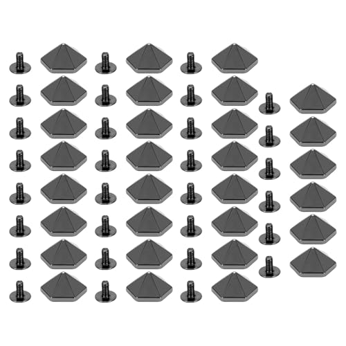 Tyenaza 30 SEX Sechsspitze Nieten, 15 mm Zinklegierung 6mm Kreuzungsschraube Rivet Set für Handtaschenschuhkleidung (Silver Black) von Tyenaza