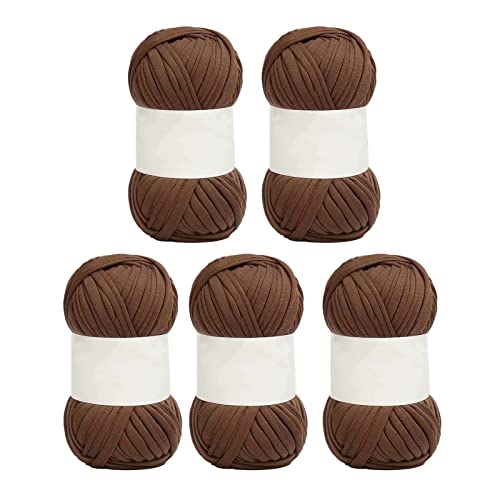 Tyenaza 5 Stück Spaghetti-Garn, 1,2 Zoll Breit, Weiche, Hautfreundliche Baumwolle, Leuchtende Farben, Teppichgarn Zum Häkeln, Stricken, Heimwerken(Dunkles Khaki) von Tyenaza