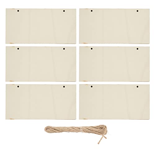 Tyenaza 6er-Pack Blanko-Holzschild zum Basteln, unfertiges, hängendes Holzbrett mit Loch für DIY-Tür-Wand-Dekoration, Urlaubsdekoration, 20 x 10 cm von Tyenaza
