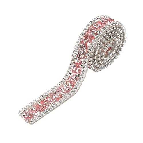 Diamantband Kristall Strass, Crystal Trim Pink, Acryl Diamant Band Rolle Mesh Wrap 1 Yard 15mm Wrap Rolle Kristallband Hochzeit Geburtstag Dekoration Kunsthandwerk (Rosa) von Tyenaza