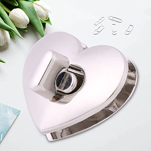 Tyenaza Drehverschluss in Herzform, 2 Farben, 5 Sätze, herzförmiger Metallverschluss, Drehverschluss, Drehverschluss, Hardware, Taschenverschluss, Hardware, Handtaschen-Taschenzubehör(Silber) von Tyenaza