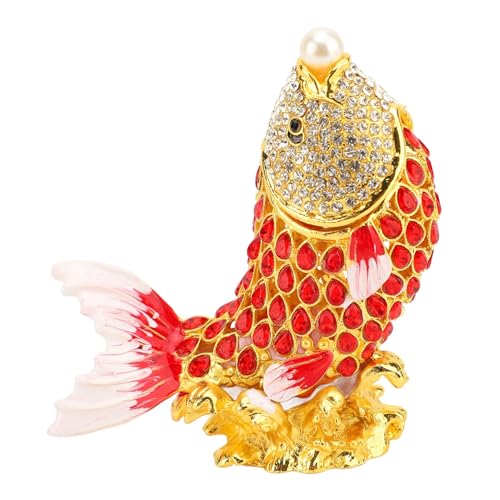 Tyenaza Fisch-Schmuckkästchen, Tierfigur-Schmuckschatulle, handbemalt, Schmuckhalter, Heimdekoration, Ornament, Schmuckschatulle für Ringe, Halsketten, Ohrringe von Tyenaza