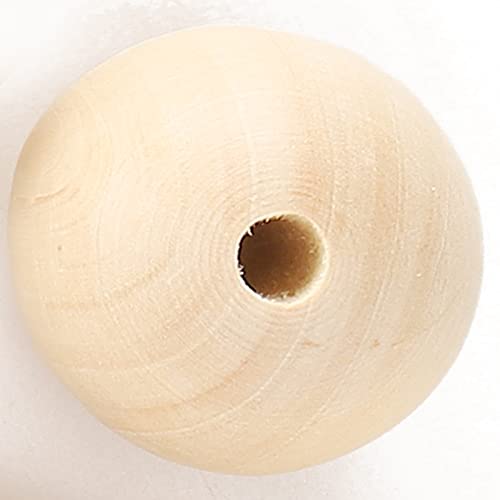 Holzperlen, 30 Stück 40 mm runde Kugel-Anhänger-Perlen, perforierte Kugel-Abstandshalter-Perlen für DIY handgefertigten Schmuck, Armband, Halskette, Dekoration von Tyenaza