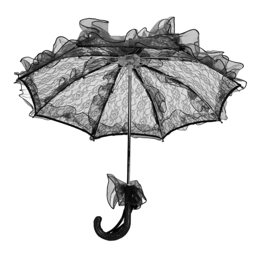 Tyenaza Lace Parasol Regenschirm, handgefertigte Hochzeit Brautspitze Regenschirm Elegante dekorative Spitzen Regenschirmfotografie Requisite für Party (Black) von Tyenaza