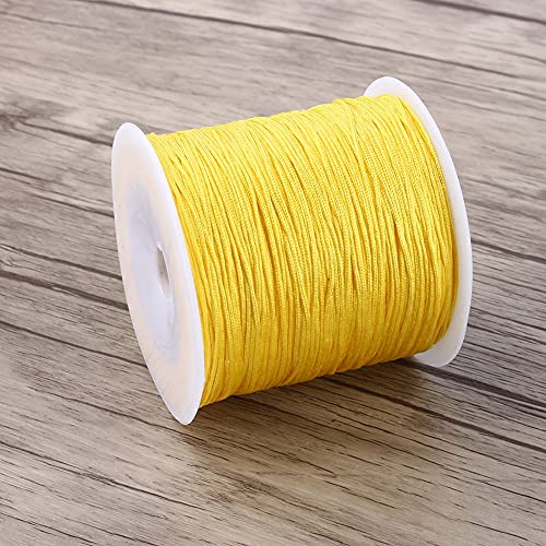 Nylonschnur, 100 m x 0,8 mm Gelb Nylonschnur Satinschnur Chinesischer Nylonknoten Rund Schnur Perlenschnur Regenbogen für DIY Handwerk Schmuckherstellung Halsketten von Tyenaza
