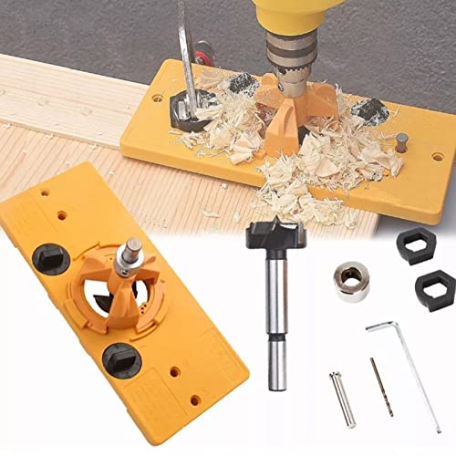 Tyenaza Scharnierloch -Jig -Kit, gelbe 35 -mm -Scharnier -Scharnier -Leichter Verschleiß Holzbearbeitungsscharnierbohrführer Loch Opener für Küchenschrank Tür von Tyenaza