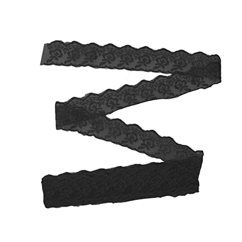 Tyenaza Spitzenband, 10 Yards weiche elastische Spitze Stoff Spitzenverkleidung elastischer Blumenspitze für Brauthochzeitsdekoration Geschenkverpackung DIY NEWING BRÜFKEHRE (Black) von Tyenaza