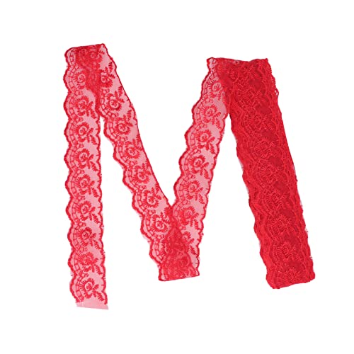 Tyenaza Spitzenband, 10 Yards weiche elastische Spitze Stoff Spitzenverkleidung elastischer Blumenspitze für Brauthochzeitsdekoration Geschenkverpackung DIY NEWING BRÜFKEHRE (Red) von Tyenaza