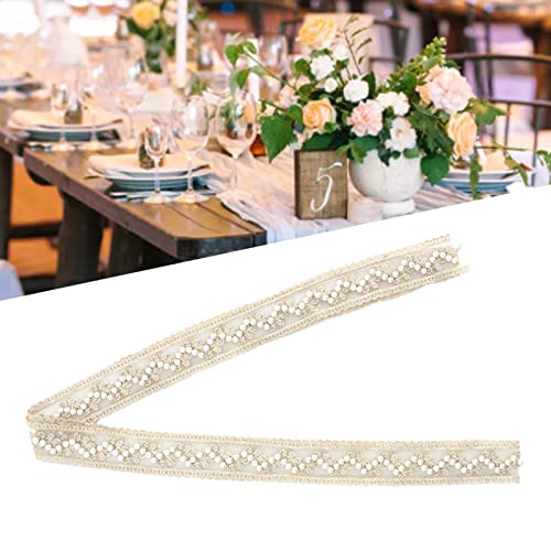 Tyenaza -Spitzenband, 2 Meter elegante Perlstil klare Muster Beige DIY MACHTEN WEITEN Hautfreundlichen Nähstoff, für die meisten Szenarien von Tyenaza