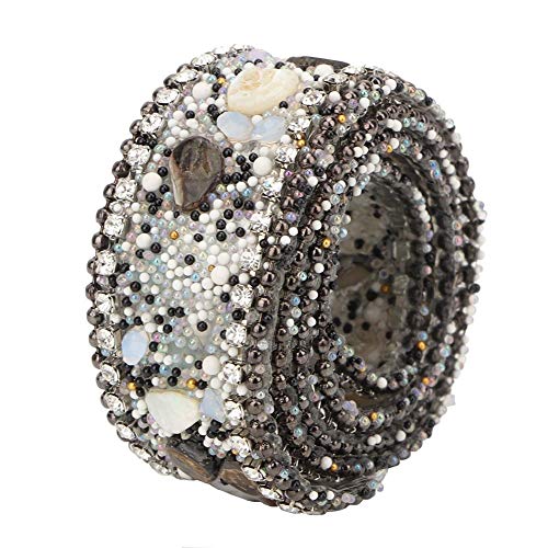 Tyenaza Strassband - 2,5 cm DIY strassband Strasssteine zum aufnähen Strass Klebeband Bling Bling Rhinestones Strasssteine selbstklebend borten und bänder zum nähen (Schwarze Steinkette) von Tyenaza