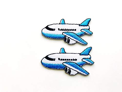 2 Stück Mini-Flugzeug-Cartoon-Logo-Patches zum Aufnähen und Aufbügeln von Tyga_Thai